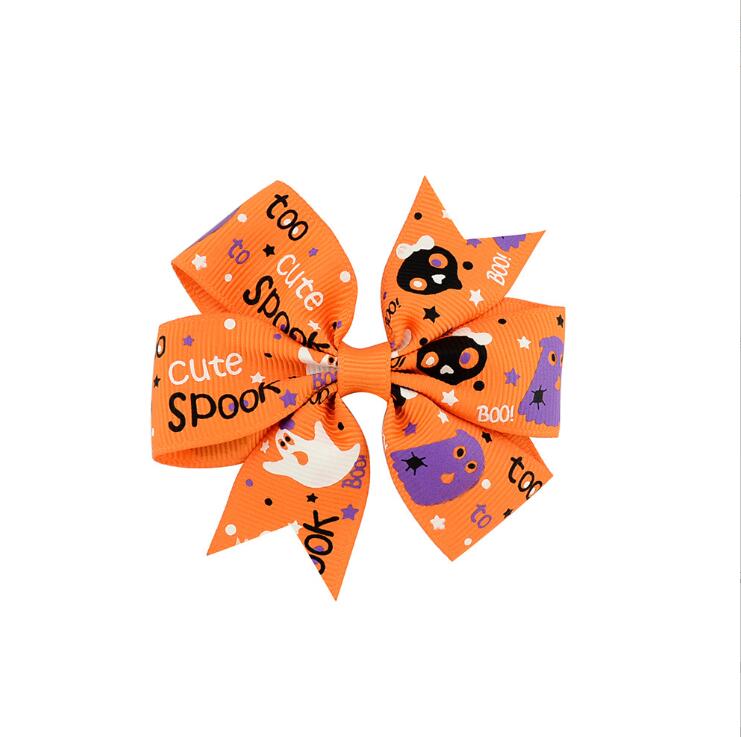 12 styles Hair Accessory Barrettes Halloween Orange Purple Spider Print Accessories kids Jewelry Clippers 3 inch