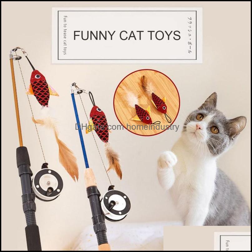 Cat Toys Interactive Toy Stick Feather Wand Fish-Shaped Fishing Rod Teaser Supplies Random Colorcatcat Drop Del Homeindustry Dhkbm