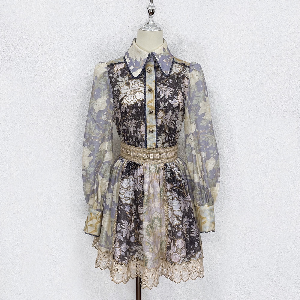 Two Piece Dress 2022 European fashion brand lace splicing silk linen printing two-piece set, Multi
Two Piece Dress 2022 European fashion brand lace splicing silk linen printing two-piece set, Multi