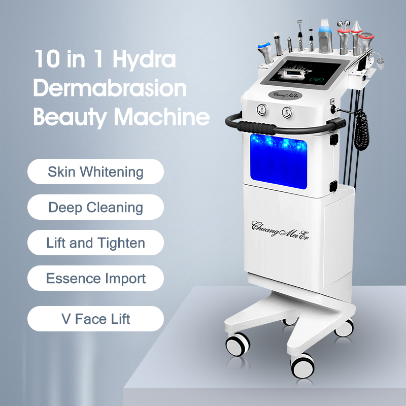 10 in 1 Microdermabrasion Hydrogen-Oxygen Hydroelectricity Small Bubble Ultrasonic Facial Skin Scrubber Machine