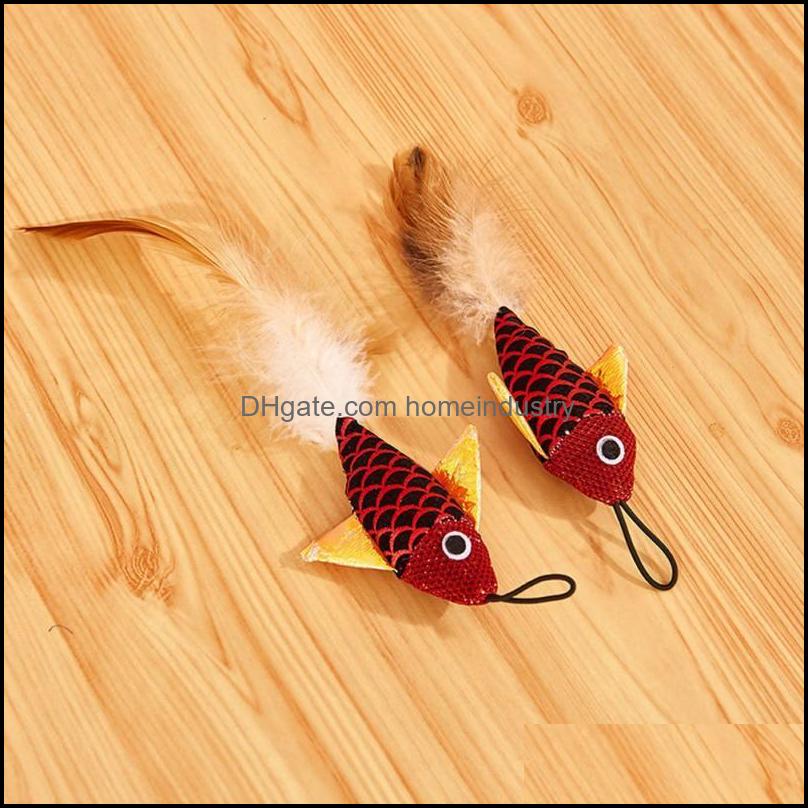 Cat Toys Interactive Toy Stick Feather Wand Fish-Shaped Fishing Rod Teaser Supplies Random Colorcatcat Drop Del Homeindustry Dhkbm