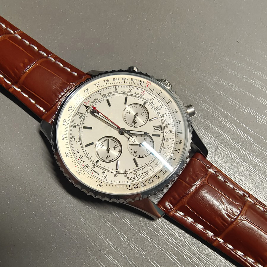 46MM Luxury watch Quartz Chronograph Breit and Ling Brown leather strap Mens Watches Luminous Red Hands luminous sports Wristwatches With all Sub dial working, 03
46MM Luxury watch Quartz Chronograph Breit and Ling Brown leather strap Mens Watches Luminous Red Hands luminous sports Wristwatches With all Sub dial working, 03