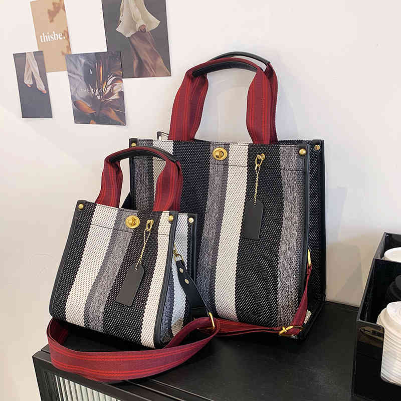 Bags Tote bag women's 2022 new handbag canvas stripe Single Shoulder Messenger Bag Purses, Red trumpet
Bags Tote bag women's 2022 new handbag canvas stripe Single Shoulder Messenger Bag Purses, Red trumpet