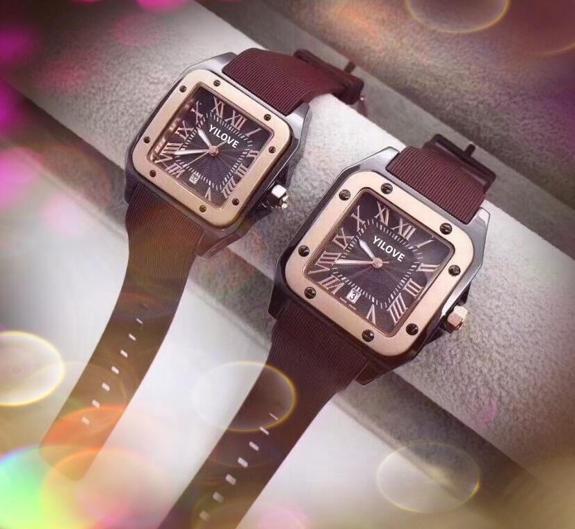 President Day Date Gold Perpetual Womens Mens watch Lady Girl Party Quartz Automatic Watches Rubber Belt Square Roman England Gentleman Business Wristwatch