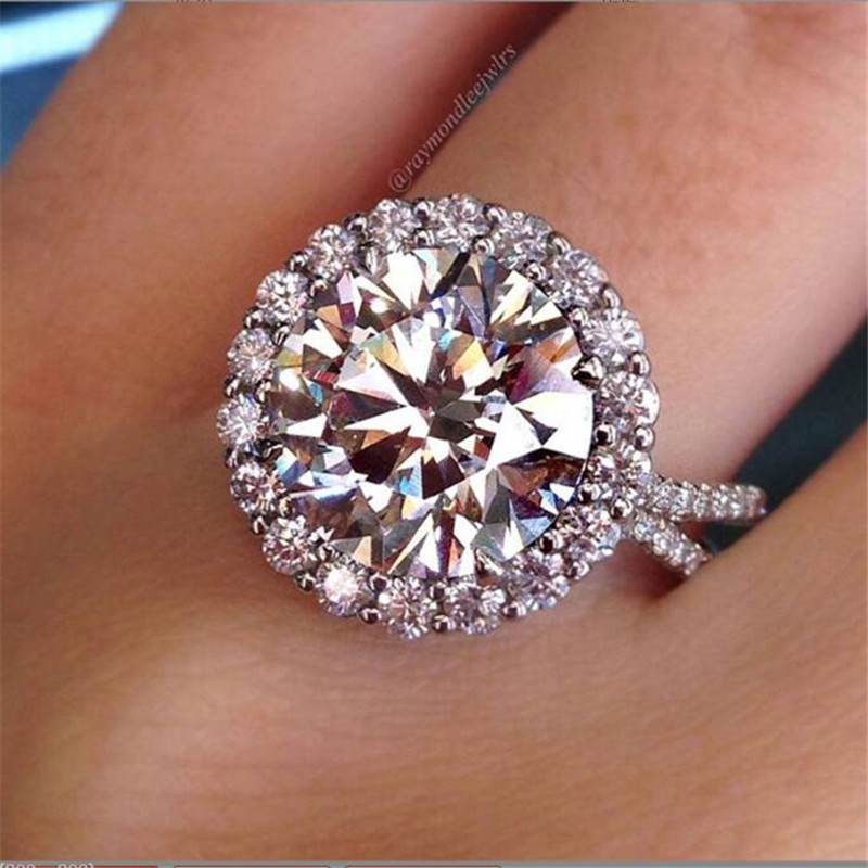 Choucong Brand Wedding Rings Luxury Jewelry 925 Sterling Silver Round Cut White Topaz CZ Diamond Gemstones Party Eternity Women Engagement Band Ring G