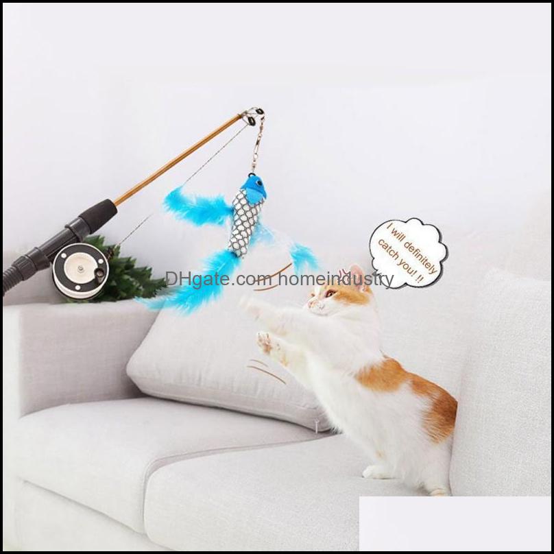 Cat Toys Interactive Toy Stick Feather Wand Fish-Shaped Fishing Rod Teaser Supplies Random Colorcatcat Drop Del Homeindustry Dhkbm