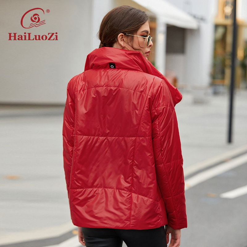 Womens Down Parkas HaiLuoZi Women Jacket Fashion Diagonal Zipper Warm Coat High Collar Casual Female Solid Color Elegant Parkas 7852 220902