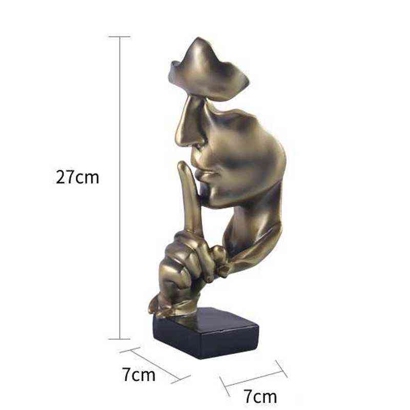 Decorative Objects Figurines Silence is Gold Statue Resin Abstract Face Sculpture Art Craft Living Room Office Home Decoration Ornaments T220902