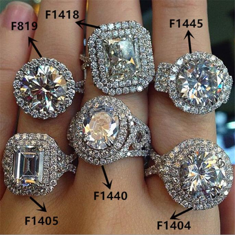 Choucong Brand Wedding Rings Luxury Jewelry 925 Sterling Silver Round Cut White Topaz CZ Diamond Gemstones Party Eternity Women Engagement Band Ring G