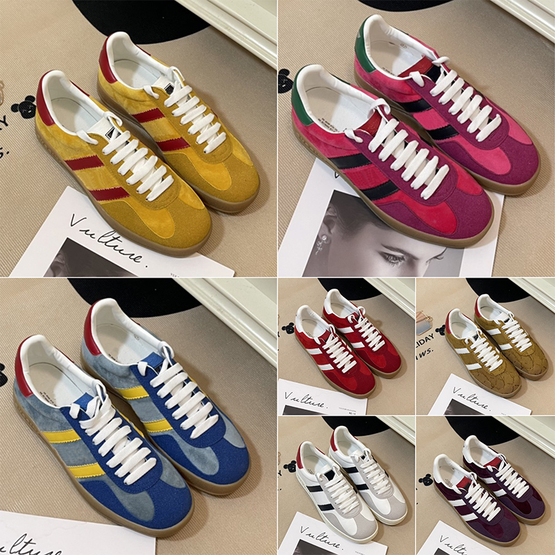 Luxury Designer Canvas Shoes Mens Women Gazelle Sneakers Velvet Patchwork Retro Trainers Leaves Co-branded womens Sneaker Chaussures Embroidered Letters Shoes