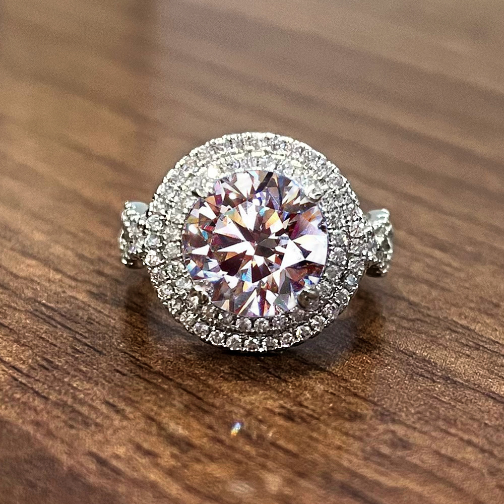 Choucong Brand Wedding Rings Luxury Jewelry 925 Sterling Silver Round Cut White Topaz CZ Diamond Gemstones Party Eternity Women Engagement Band Ring G