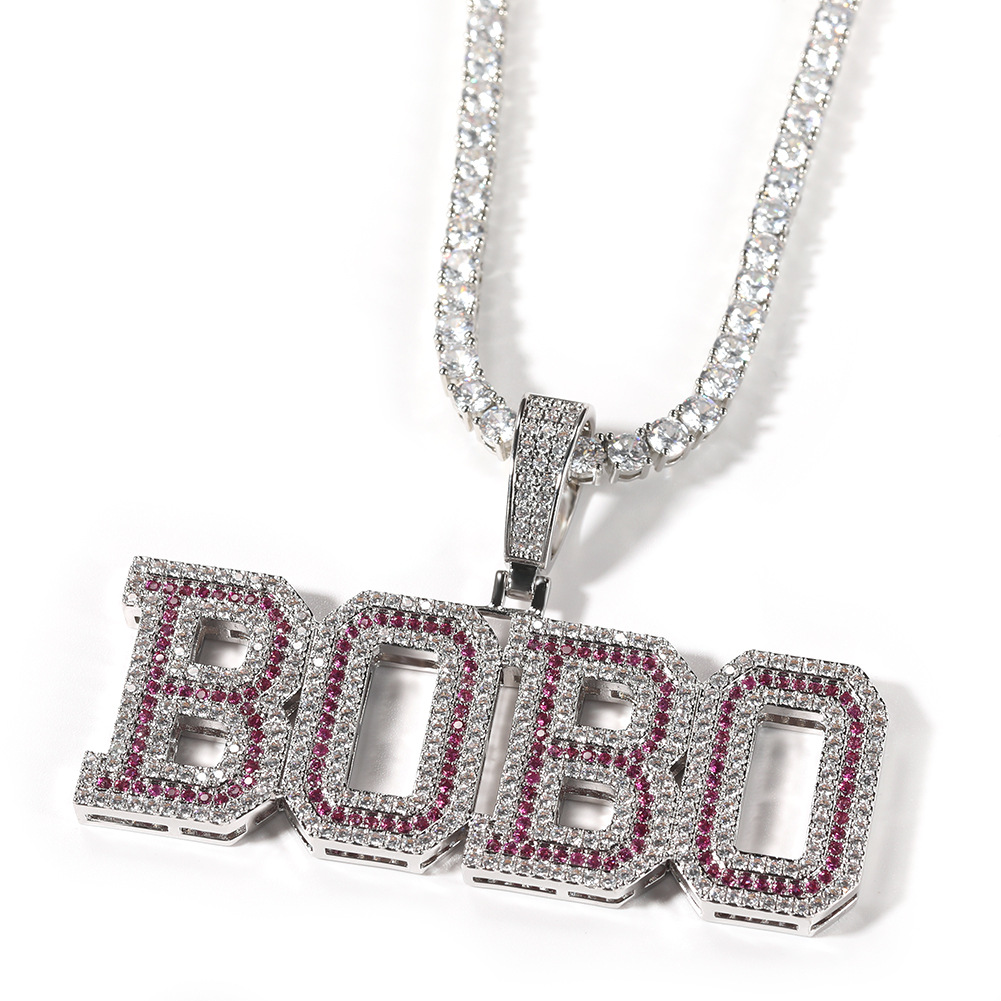 TopBling A-Z Custom Name Letters Pendant Necklaces Courful Zircon Can Choose Real Gold Plated Hip Hop Jewelry
