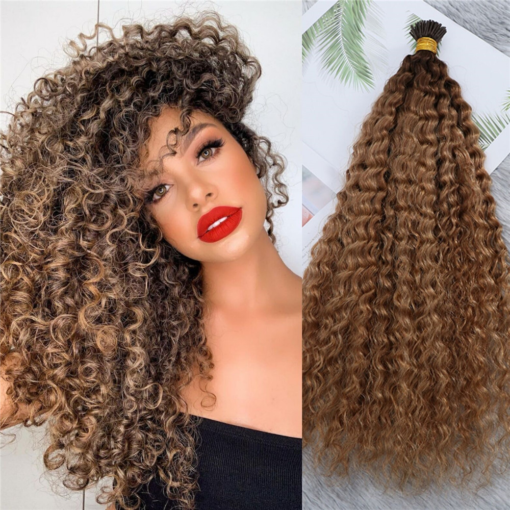 Kinky Curly I tip Hair Extensions Ombre Human Hair Micro Links Itip Hair Extension 100g Full Head