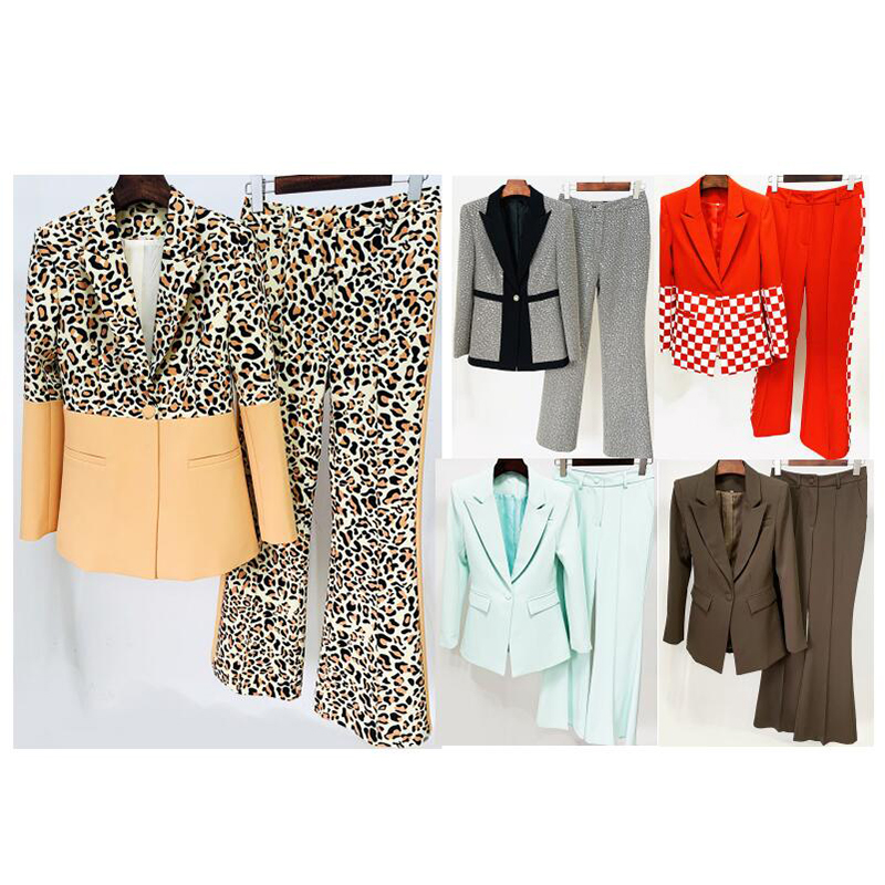 Womens Suits Blazers Two Pieces Sets Office Clothing Set Fashion Design Modern Long Sleeves 2 Colors Combined Suit Set Size S to 2XL Plus