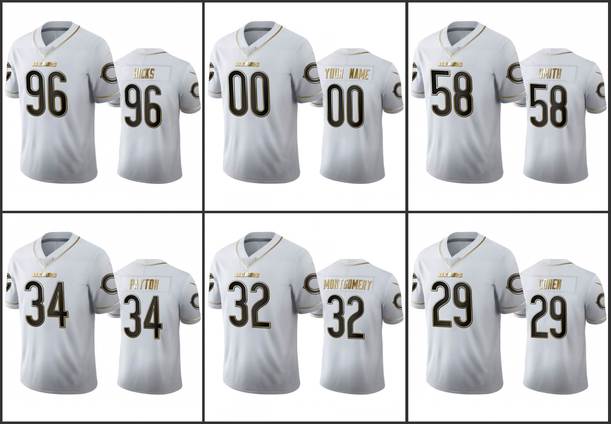 Jersey Chicago''Bears''Men 34 Walter Payton 12 Allen Robinson II 58 Roquan Smith 29 Tarik Cohen Custom Women Youth White Golden Edition
Jersey Chicago''Bears''Men 34 Walter Payton 12 Allen Robinson II 58 Roquan Smith 29 Tarik Cohen Custom Women Youth White Golden Edition
