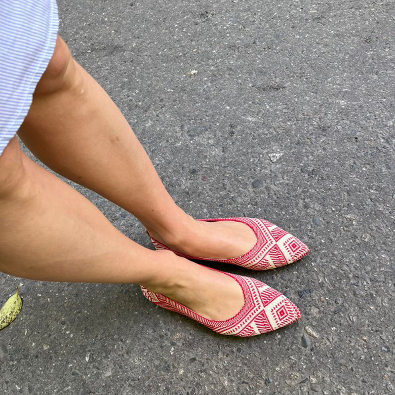 Dress Shoes Stretch Knitted Ballet Flats Women Breathable Mesh Flat Casual Loafers Slip on Pointed Toe Boat Spring Summer 220902