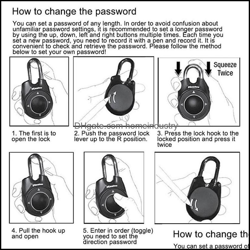 Door Locks Master Lock Combination Directional Password Padlock Portable Gym School Health Club Security Locker Door Ass Homeindus5278724