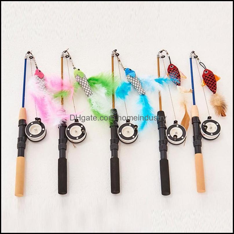 Cat Toys Interactive Toy Stick Feather Wand Fish-Shaped Fishing Rod Teaser Supplies Random Colorcatcat Drop Del Homeindustry Dhkbm
