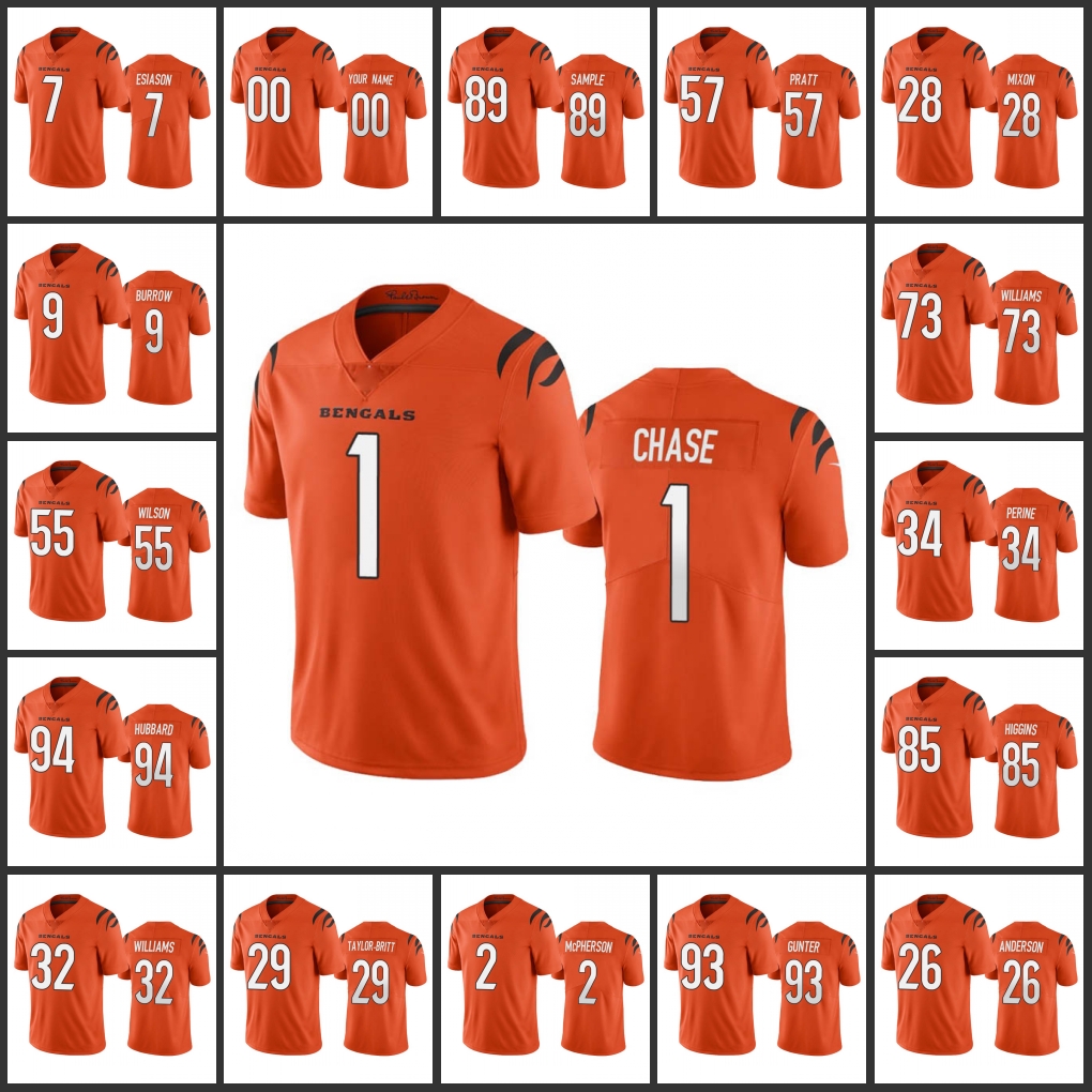 Jersey Cincinnati''Bengals''Men 1 Ja'Marr Chase 9 Joe Burrow 28 Joe Mixon 2 Evan McPherson Women Youth Custom Orange Vapor Limited
Jersey Cincinnati''Bengals''Men 1 Ja'Marr Chase 9 Joe Burrow 28 Joe Mixon 2 Evan McPherson Women Youth Custom Orange Vapor Limited