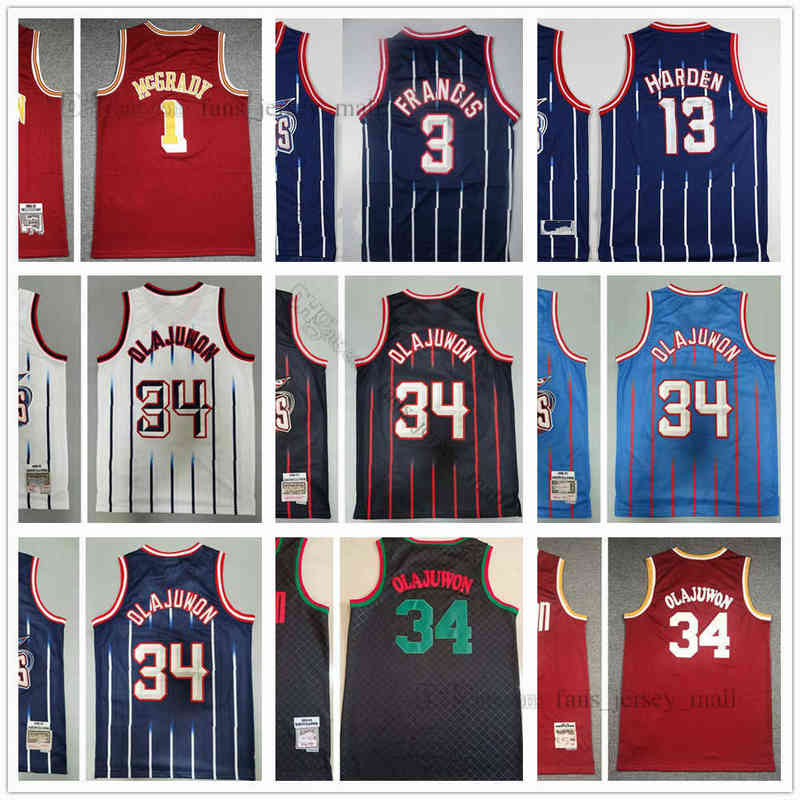 Youth Kids Men Basketball Jerseys 34 Hakeem 22 Clyde Olajuwon Drexler 11 Yao 1 Tracy Ming McGrady Retro Jersey