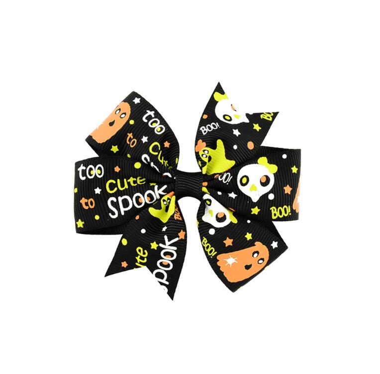 12 styles Hair Accessory Barrettes Halloween Orange Purple Spider Print Accessories kids Jewelry Clippers 3 inch