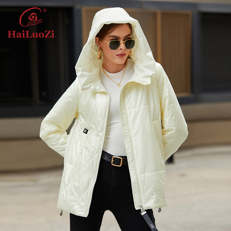 Womens Down Parkas HaiLuoZi Spring Autumn Womens Jacket Casual Female Quilted L5XL Coat Hooded Short Clothing Women Windproof Parkas 7055 220902