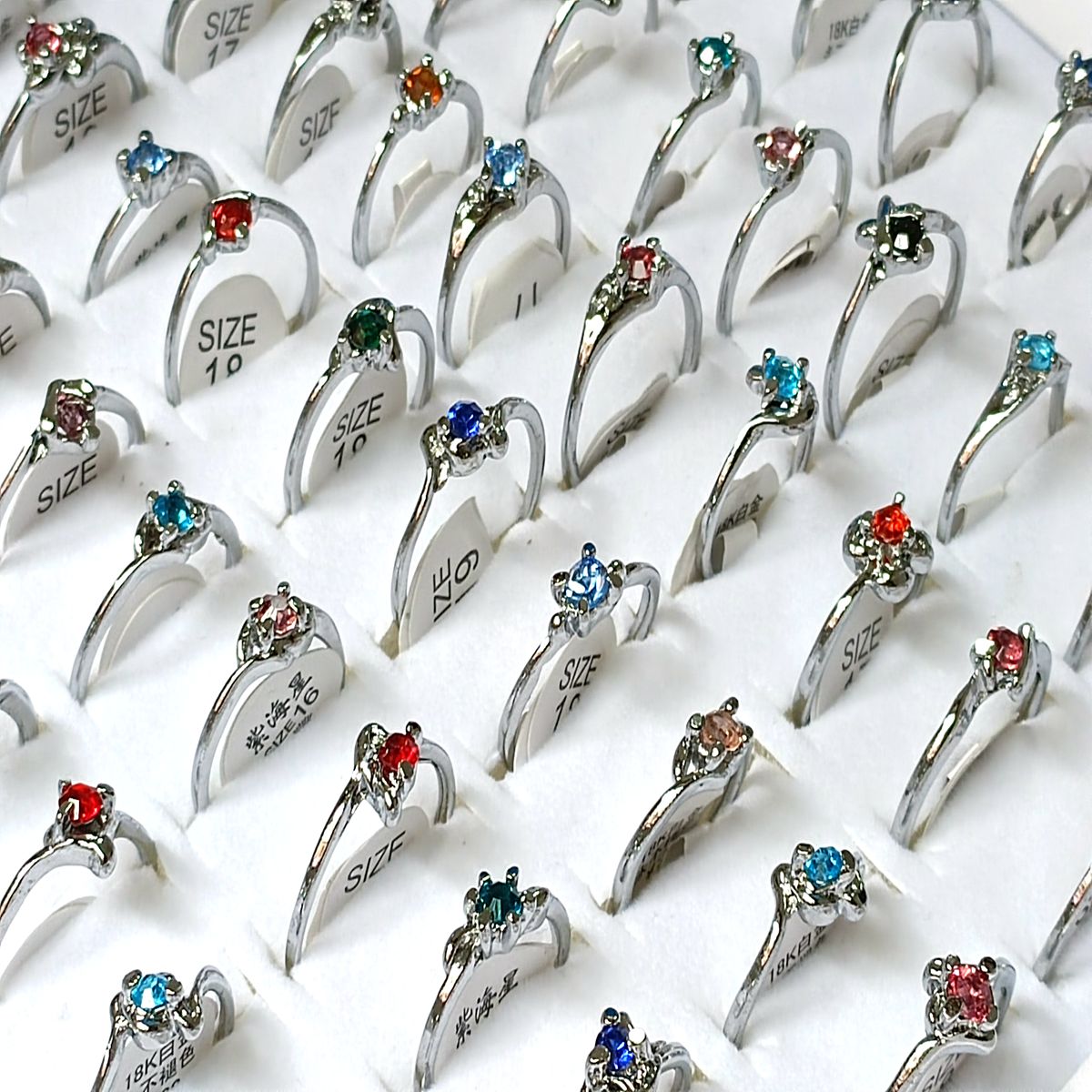 50pcs/lot Wholesale Wedding Band Ring With Rheinwtone CZ Womens Ring Lovers Couples Engagement Jewelry Birthday Alloy Silver plate