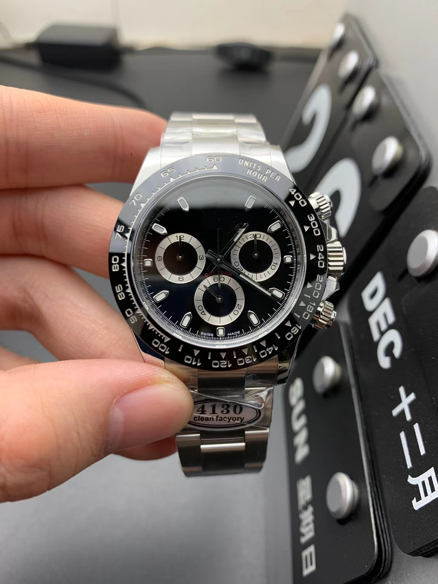 Clean factory watch diameter 40 mm thick 12.2 mm equipped with 4130 movement minute second timing display power storage 72 hours 904 steel waterproof, As shown
Clean factory watch diameter 40 mm thick 12.2 mm equipped with 4130 movement minute second timing display power storage 72 hours 904 steel waterproof, As shown