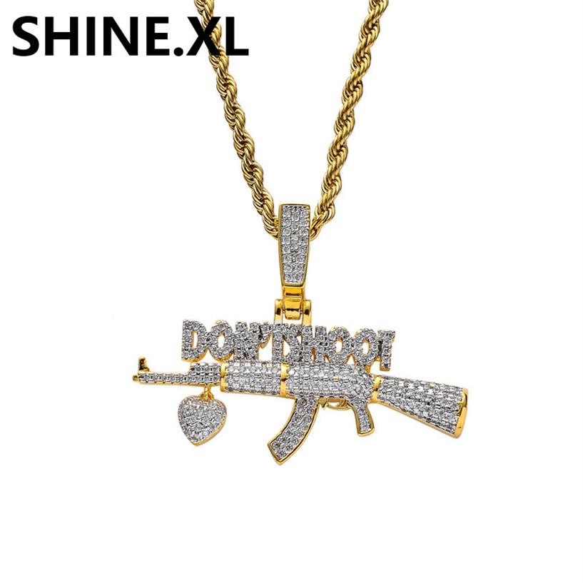18K Gold Plated AK-47 Gun DON'T SHOOT Pendant Necklace Iced Out Zircon Mens Hip Hop Jewelry Gift248m
18K Gold Plated AK-47 Gun DON'T SHOOT Pendant Necklace Iced Out Zircon Mens Hip Hop Jewelry Gift248m