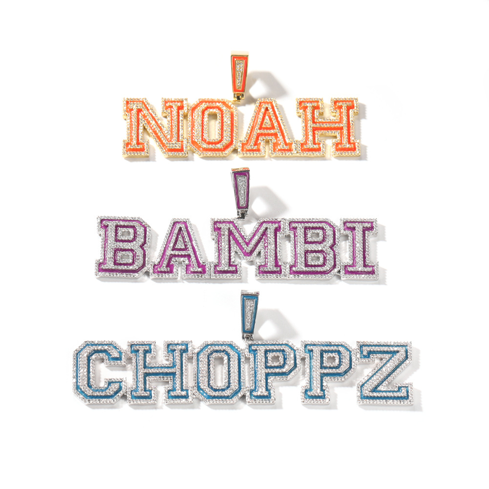 TopBling Hip Hop Dripping Luminous Retro Pendant Necklaces A-Z Custom Letters Men Women Gift