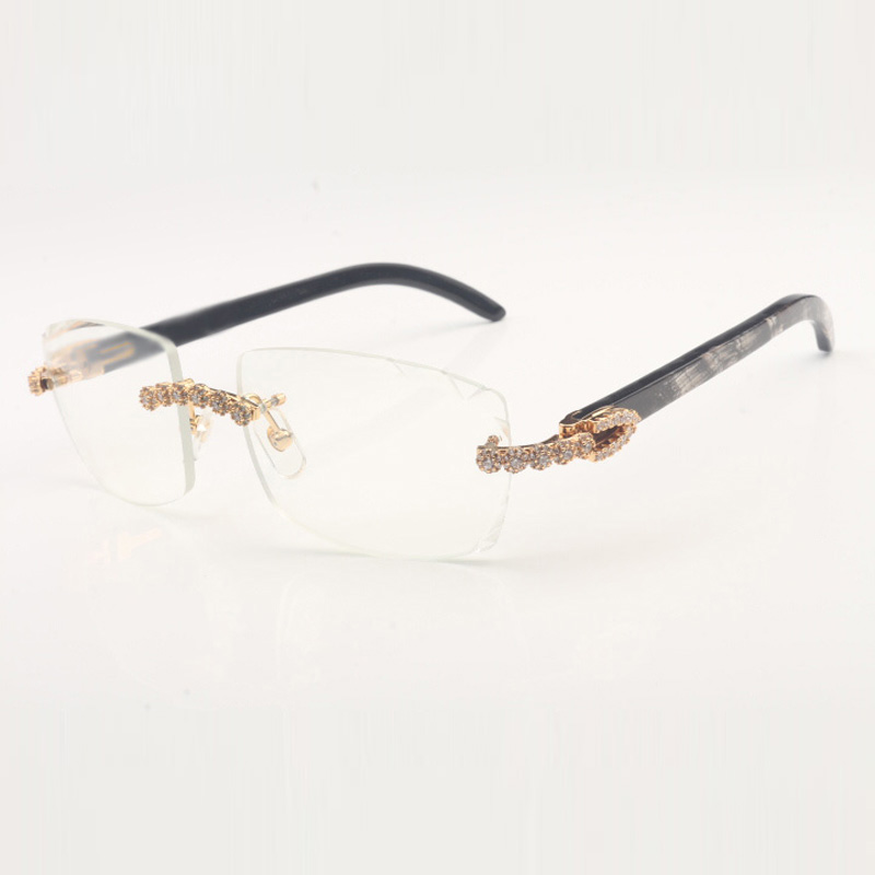 Bouquet diamond Buffs sunglasses frames 3524015 with natural buffalo horn legs and 57 mm clear cut lens