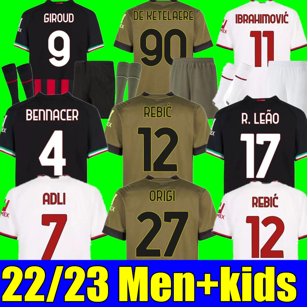 Men Kids kit 22 23 soccer jersey 4th GIROUD AC MILANS TOMORI IBRAHIMOVIC football shirt 2022 2023 TONALI BENNACER REBIC Camiseta de futbol ROMAGNOLI LEAO, Away
Men Kids kit 22 23 soccer jersey 4th GIROUD AC MILANS TOMORI IBRAHIMOVIC football shirt 2022 2023 TONALI BENNACER REBIC Camiseta de futbol ROMAGNOLI LEAO, Away