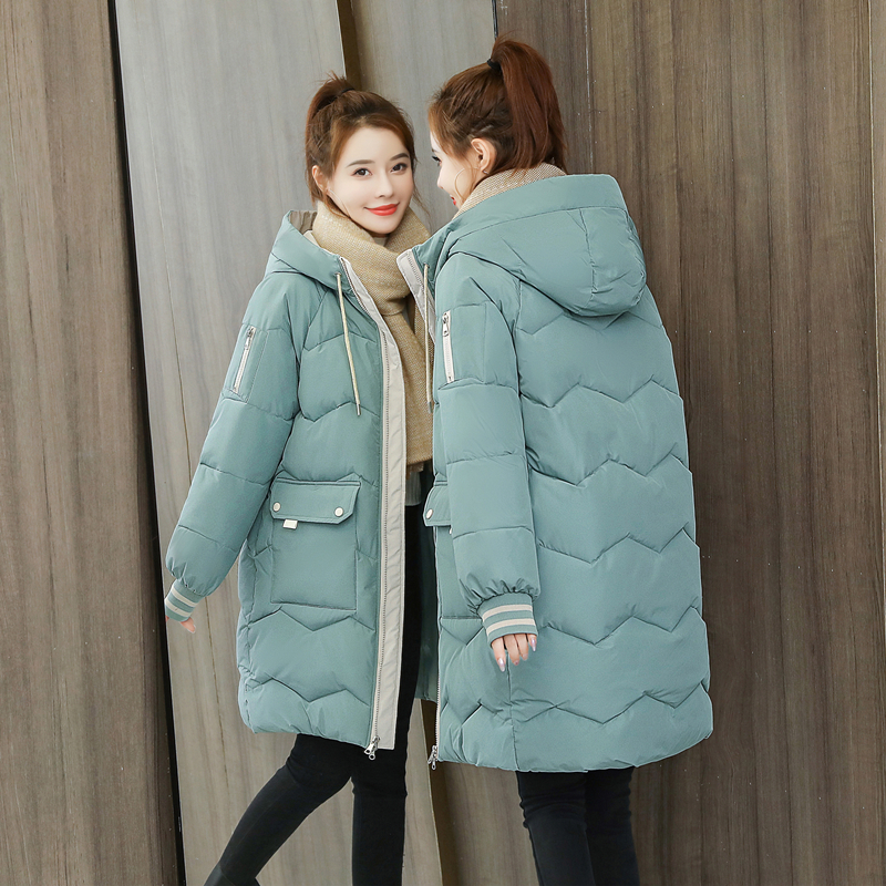Women's Down Parkas Winter Women Jacket Coats Long Female cotton Hooded Overcoat Thick Warm Jackets Windproof Casual Student Coat 220902