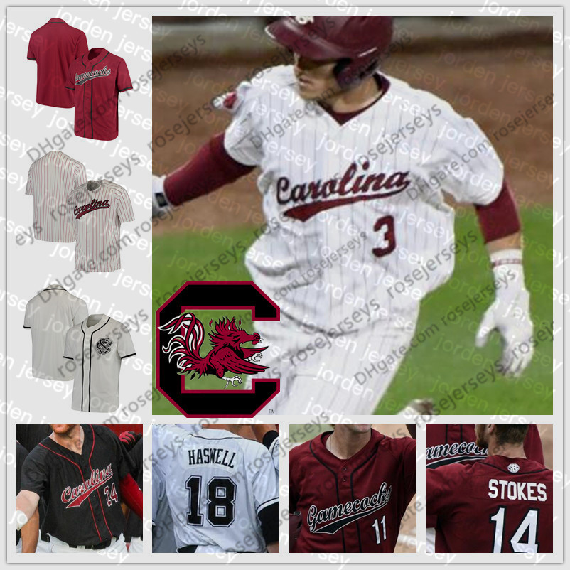 NEW College Baseball Wears Custom NCAA Gamecocks #2 Noah Campbell 3 Brady Allen 5 TJ Hopkins 11 Andrew Eyster 41 Cole Ganopulos White Red Bl, White with pinstripe
NEW College Baseball Wears Custom NCAA Gamecocks #2 Noah Campbell 3 Brady Allen 5 TJ Hopkins 11 Andrew Eyster 41 Cole Ganopulos White Red Bl, White with pinstripe