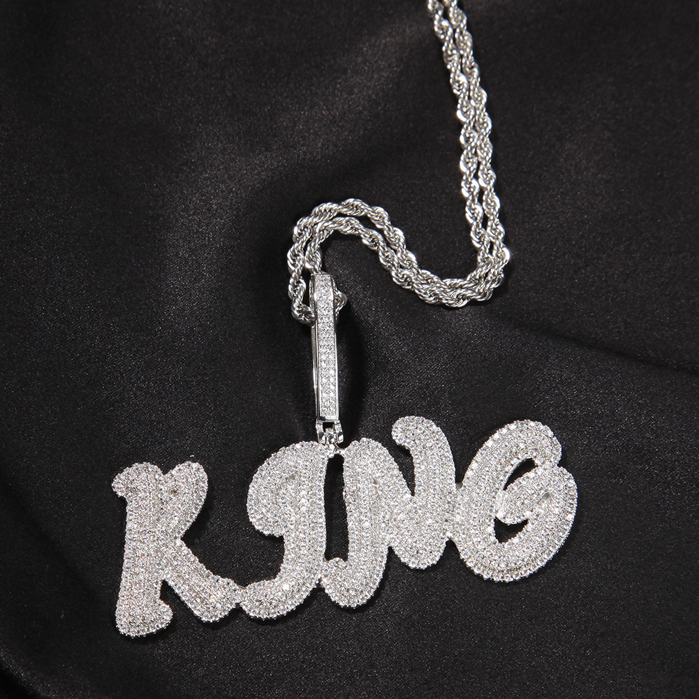Custom Letters Name Pendant Necklace Charm Bling Iced Out Zircon Real Gold Plated For Men Women Jewelry