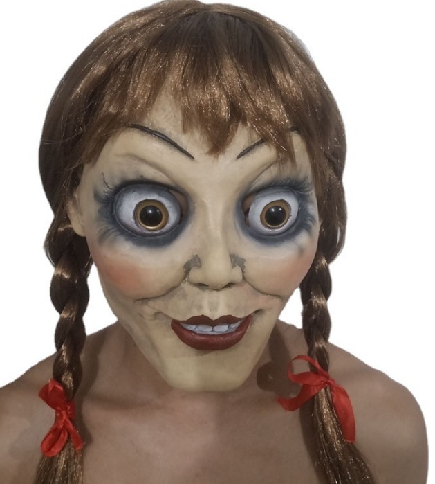 Party Masks Annabelle Mask Horror Movie Comes Home Costume Props Heargear With Braid Wig Halloween Scary mask
Party Masks Annabelle Mask Horror Movie Comes Home Costume Props Heargear With Braid Wig Halloween Scary mask
