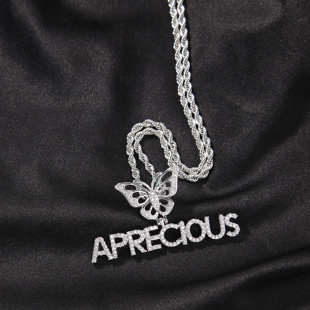 TopBling Custom Pendant Name Charm Letters Butterfly Clasp 18k Real Gold Plated For Women Men Iced Out Jewelry