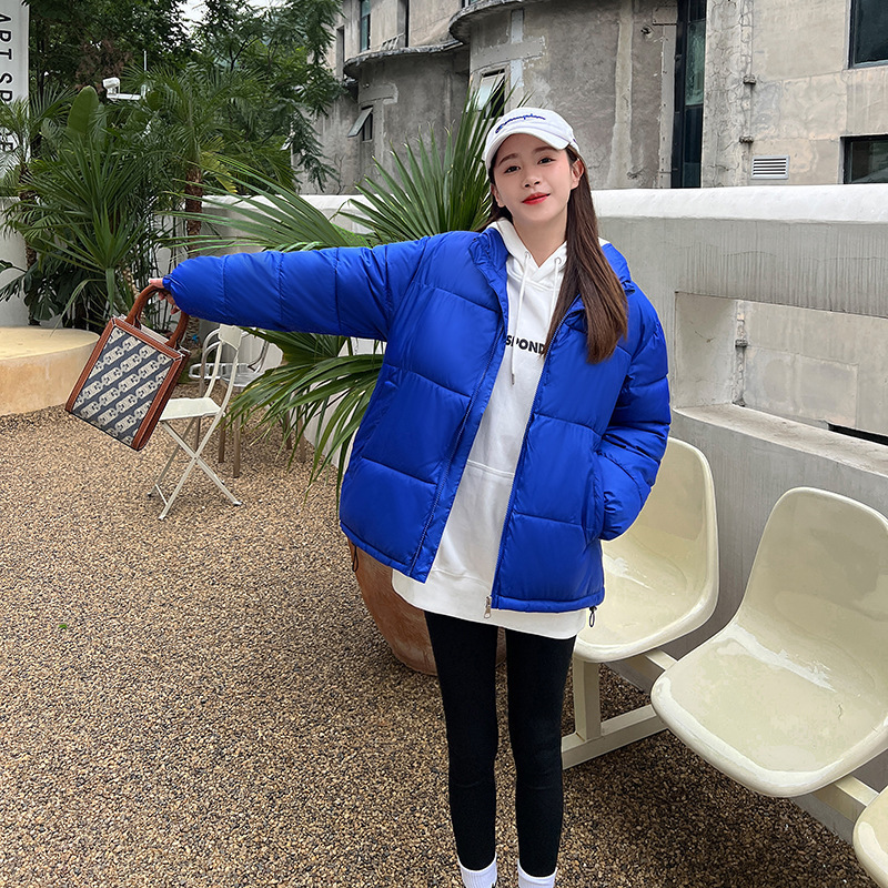 Womens Down Parkas GRELLER Korean Style Women Winter Puffer Jacket Loose Oversized Solid Stand Collar Female Cotton Padded Warm Coat Parkas Clothes 22