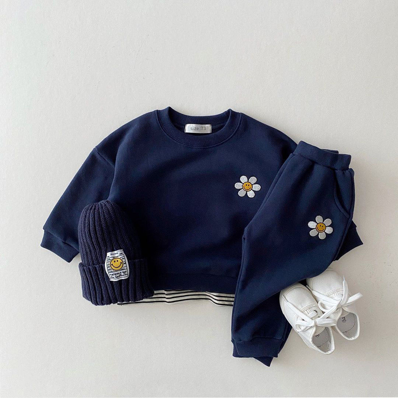 Clothing Sets Embroidery Daisy SweatshirtPants 2 Pcs Suit Boys Tracksuit Toddler Girl Clothes Set Children Boutique Outfits Kids Sports Wear 220905