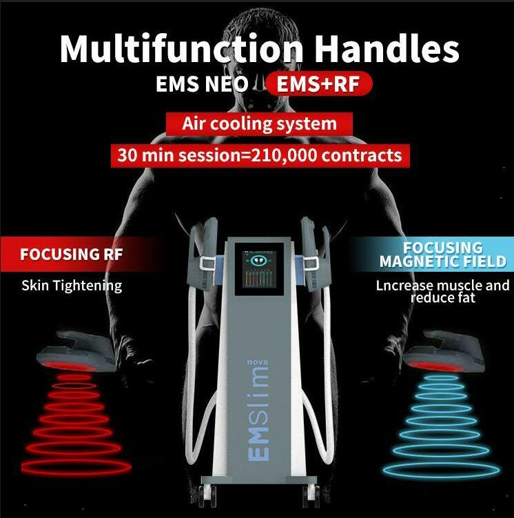 Top-selling EMslim RF machine shaping EMS muscle stimulator electromagnetic high intensity EMT body and arms beauty equipment 2 or 4 handles can work 