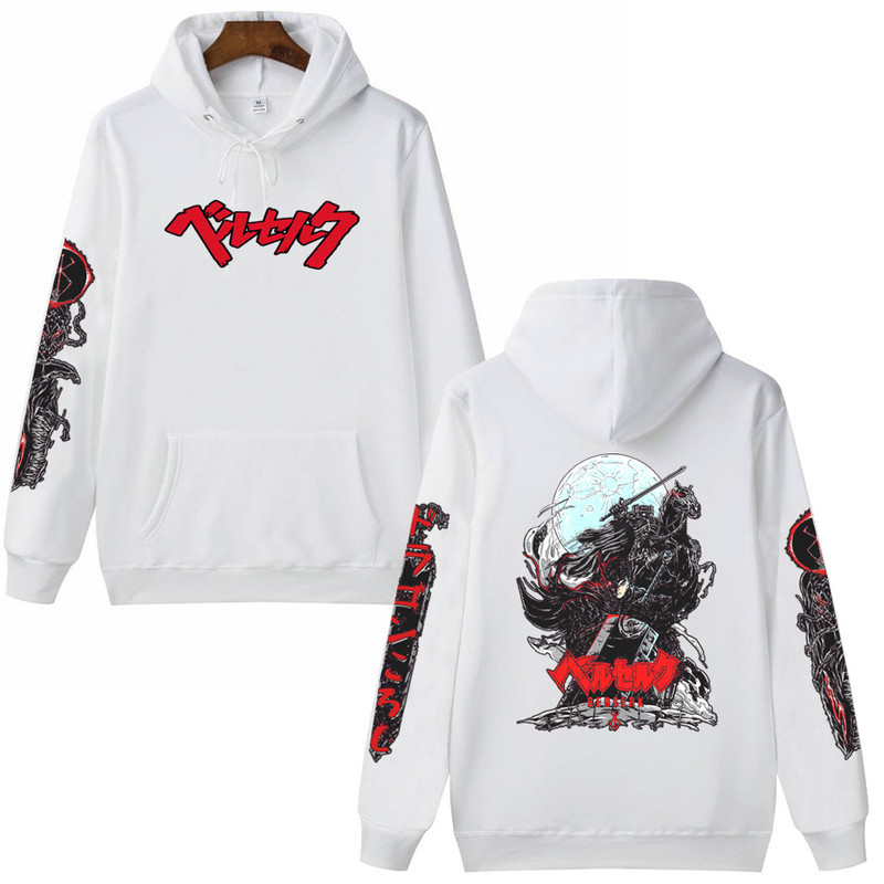 Mens Hoodies Sweatshirts Anime Hoodie Berserk Hip Hop Long Sleeve Casual Loose Print Anime Unisex 220905