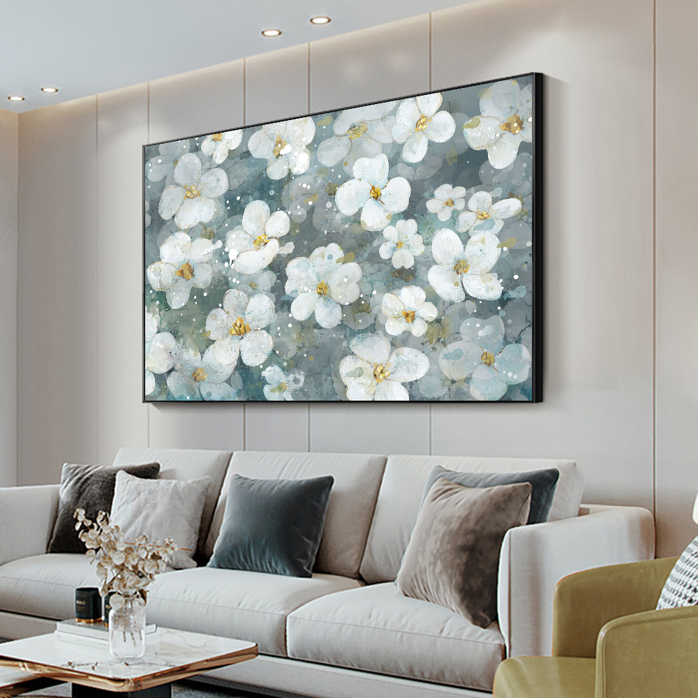 Canvas Painting Abstract White Flowers Oil Modern Nordic Plant Posters And Prints Wall Art Picture For Living Room Home Decor