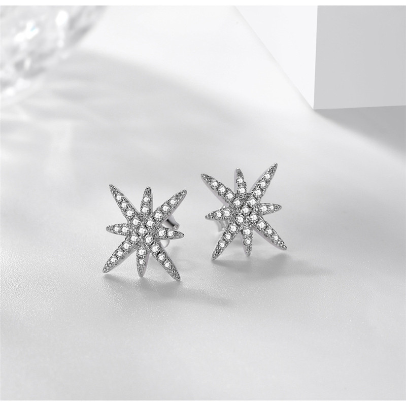 Meter Character Stud Earrings: Sterg Sier, White Sapphire CZ Dias