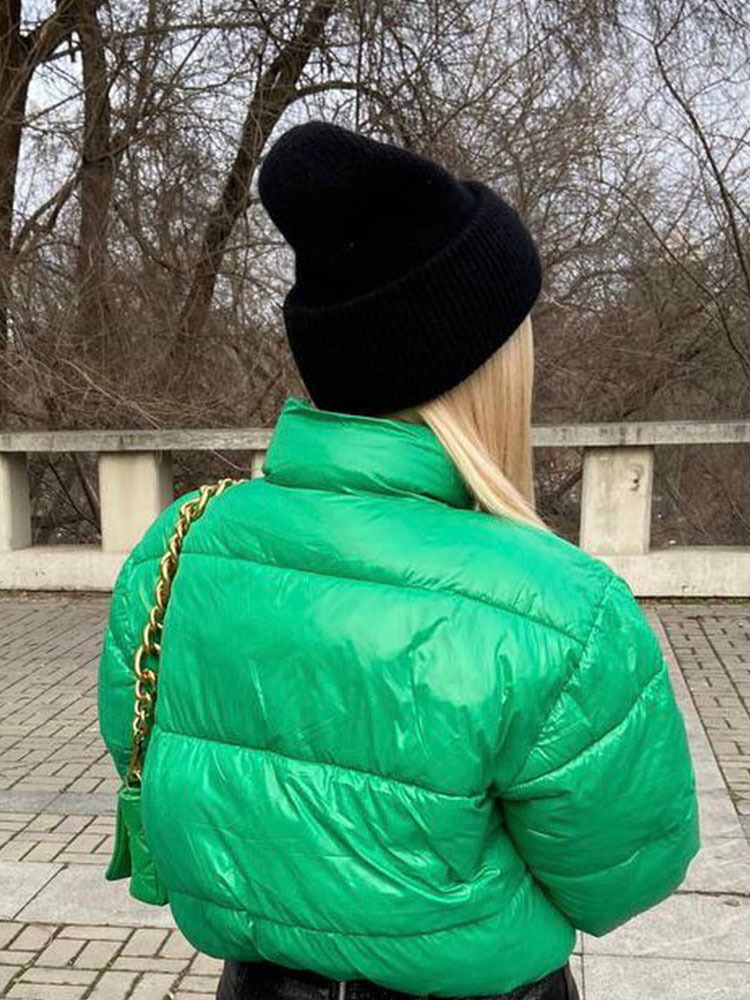 Womens Down Parkas Arrival Womens Fall Winter Warm Thicken Chic Green Parkas Casual Stand Collar Long Sleeve Solid Parka Coat 220902wtt