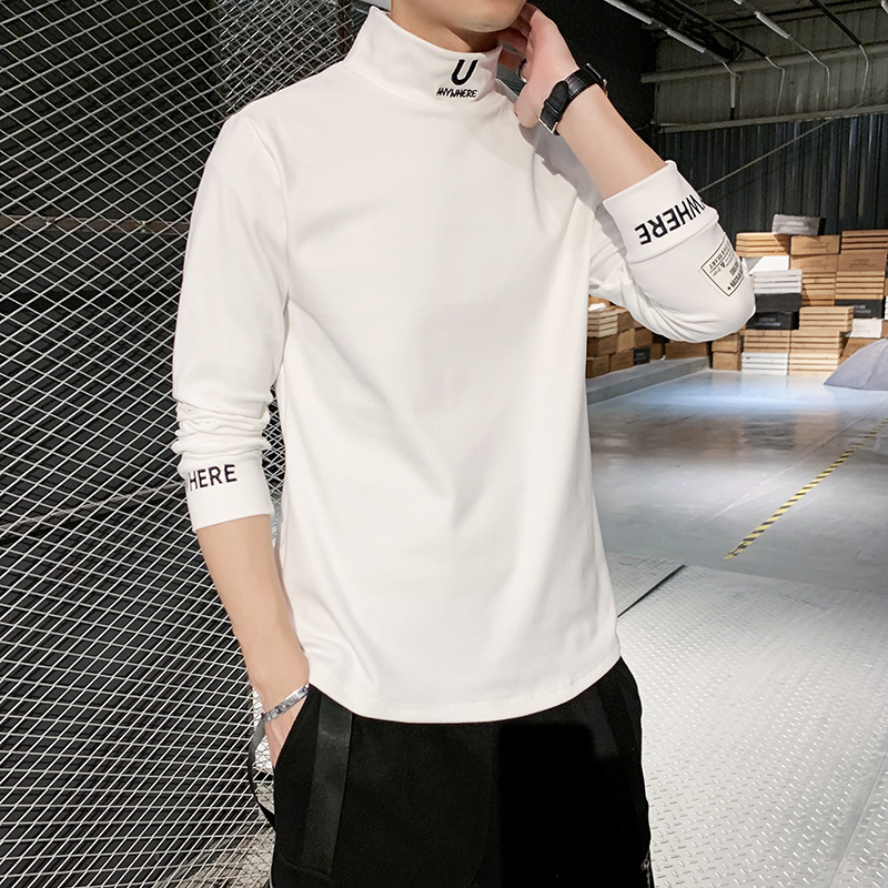 Men's T Shirts Cashmere Men Long Sleeve Embroidery Letter Shirt Homme urtleneck Streetwear Casual Male Fashion ee 220905