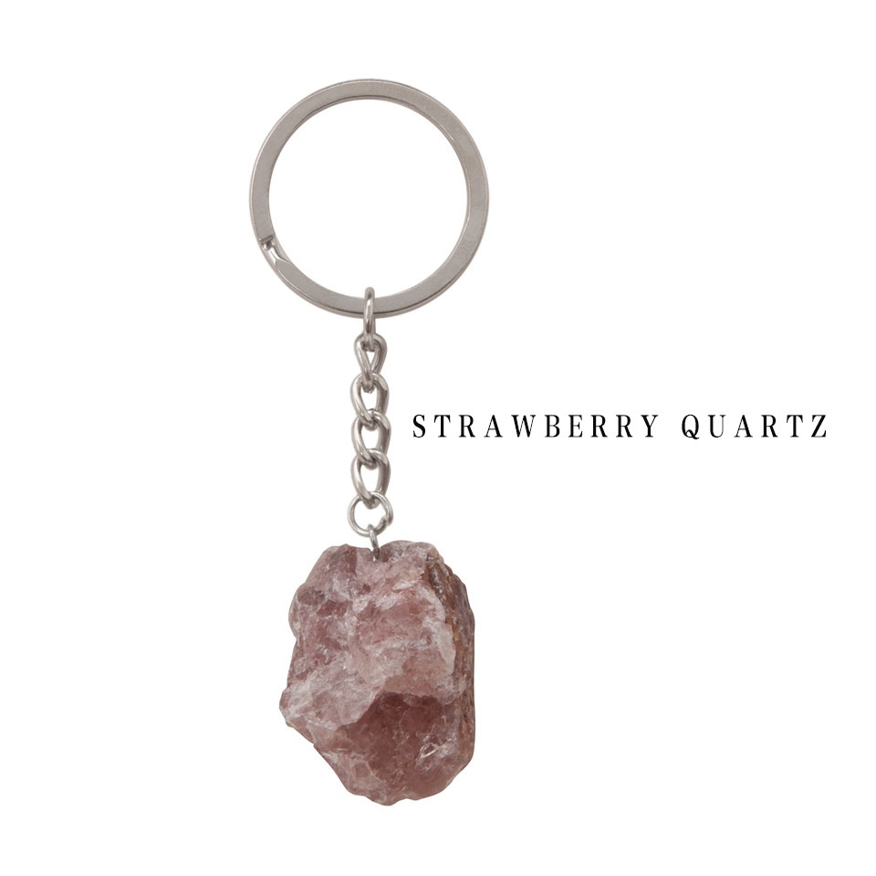 Natural Raw Stone Fluorite Amethyst Key Rings Keychains Car Decor Key Chain Keyholder