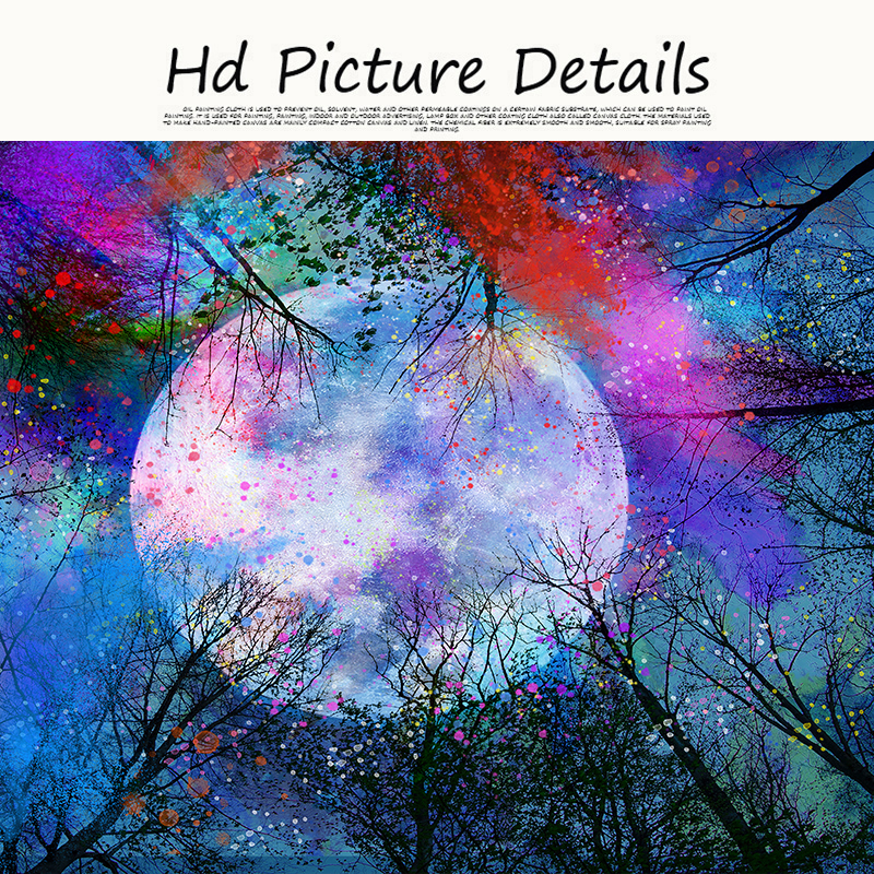 Abstract Sunset River Trees Moon Painting Modern Canvas Posters And Prints Wall Art Picture For Living Room Bedroom Decoration