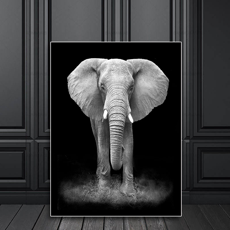 Painting Wild Animals Black and White African Elephant Canvas Painting Posters and Prints Modern Wall Art Picture Living Room Cuadros