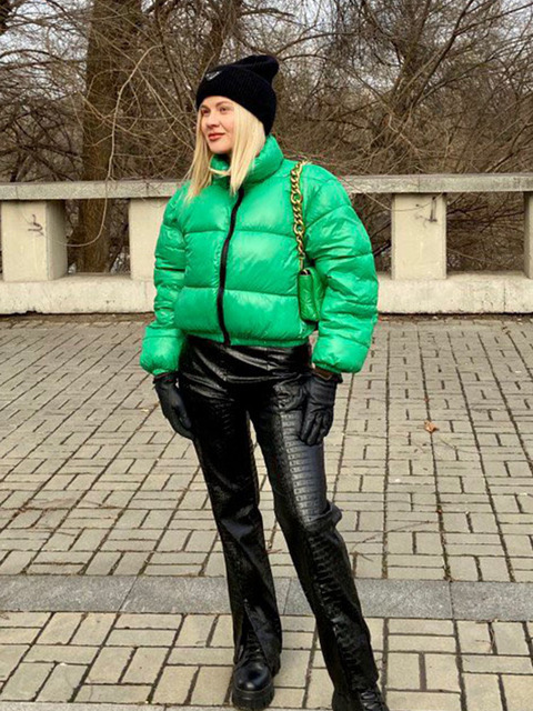 Womens Down Parkas Arrival Womens Fall Winter Warm Thicken Chic Green Parkas Casual Stand Collar Long Sleeve Solid Parka Coat 220902wtt