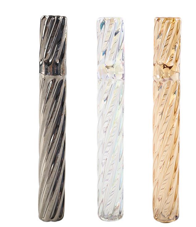 Thick Glass OG Pipe Electroplated One Hitter Bat 4 inch Spiral Steamroller Filters Cigarette Holder Galvanization Glass Smoking Pipes